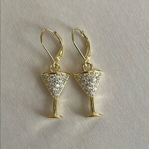 925 Martini CZ Sterling Silver Glass Earrings